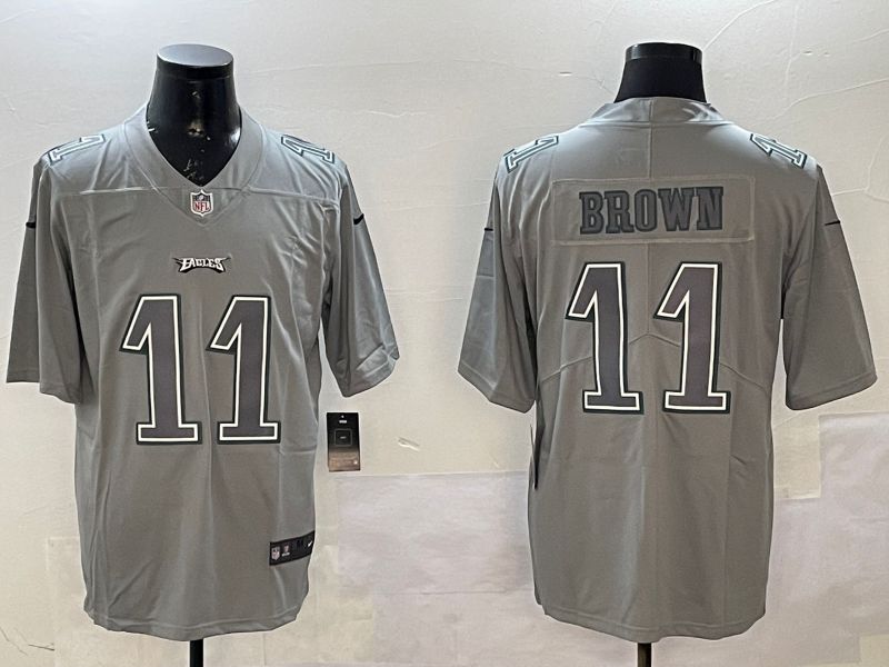 Men Philadelphia Eagles #11 Brown Grey 2025 Nike Vapor Limited NFL Jersey style 2104